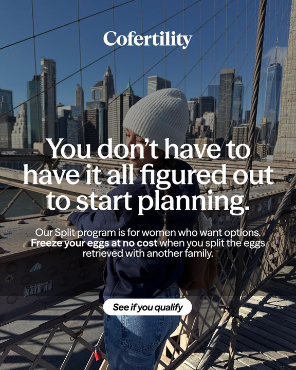Cofertility ad: woman on the Brooklyn Bridge, You don't have to have it all figured out to start planning